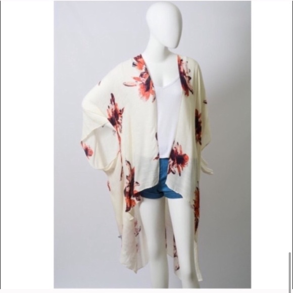 Last 1 New Floral Bohemian Open Kimono Wrap - Picture 5 of 7